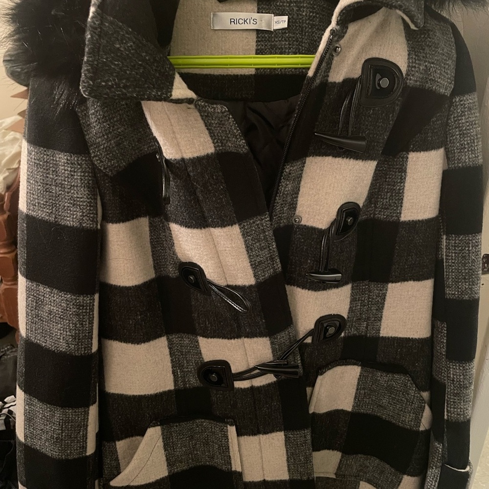 NWOT - Size XS Ricki's Black and White Plaid Coat